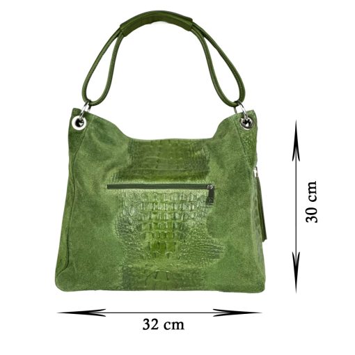 Geanta piele naturala verde 1379-C